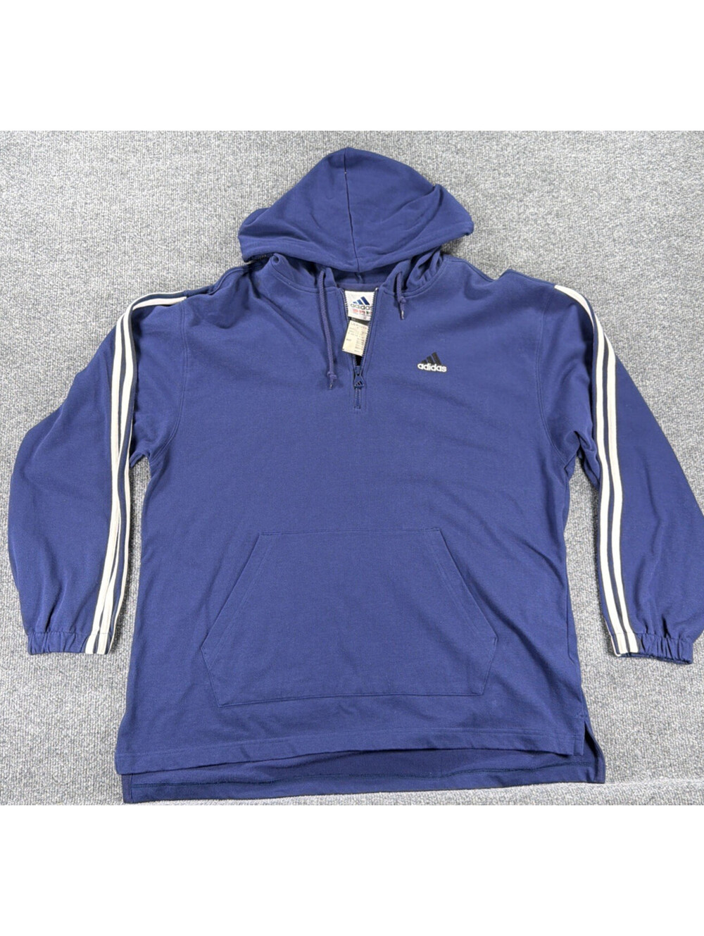 NWT-Vintage 90s Adidas Quarter-Zip Hoodie- Blue- Men's Large Tall